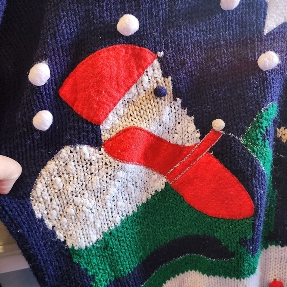 Vintage Adell Barre 80s/90s Holiday Christmas Sweater Santa Claus & Rudolph L - Picture 3 of 9